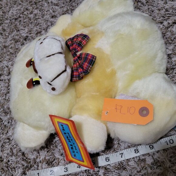 Vintage Teddy Bear 11 inch Plush Pick a Pet Plaid Bowtie Flat Stuffed Animal Toy - Picture 6 of 6